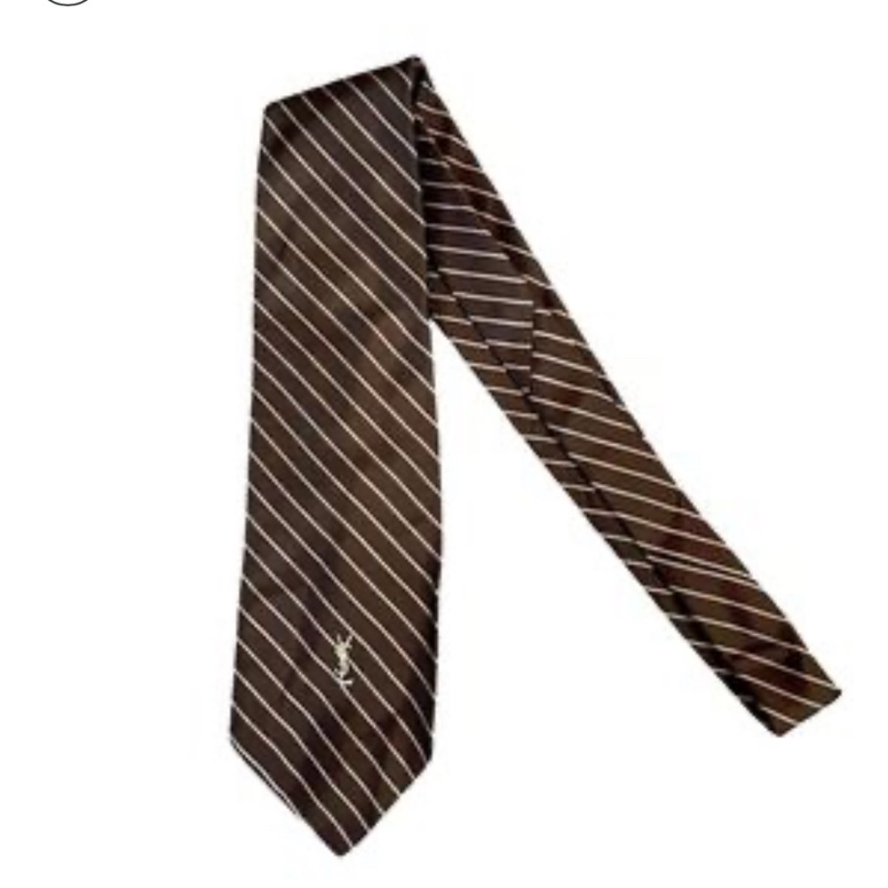 YSL Brown Striped Tie